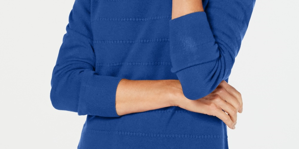 Karen Scott Women's Textured Stripe Sweater Blue Size X-Small