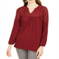 Style & Co Women's Lace Shoulder Top Red Size PP