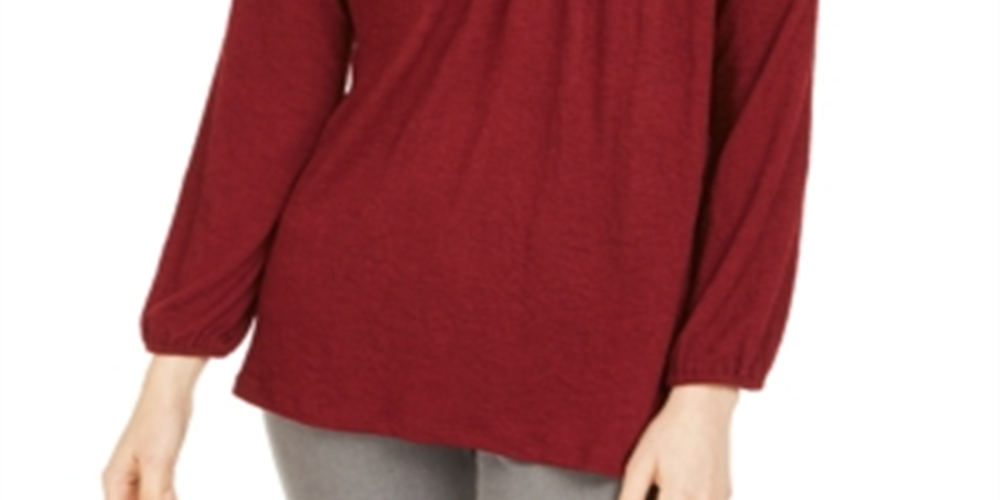 Style & Co Women's Lace Shoulder Top Red Size PP