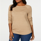 Karen Scott Women's Cotton Ribbed Sweater Brown Size Petite Medium