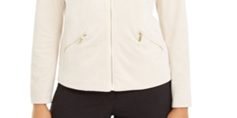 Alfani Women's Faux Suede Zip Pocket Jacket Brown Size Petite Small