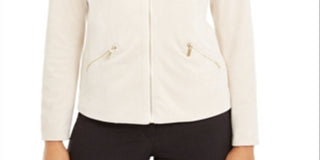 Alfani Women's Faux Suede Zip Pocket Jacket Brown Size Petite Small