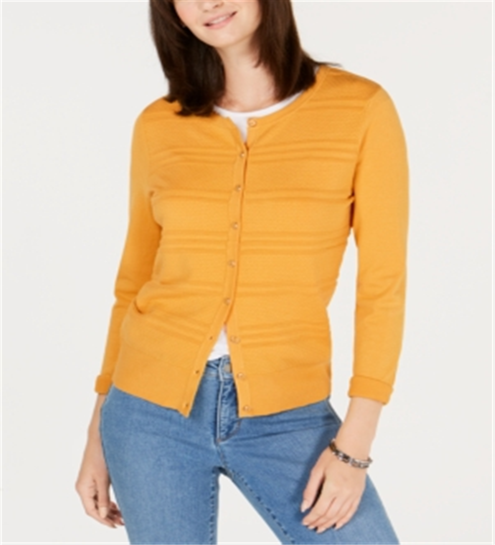 Charter Club Women's Textured Cardigan Yellow Size XX-Large