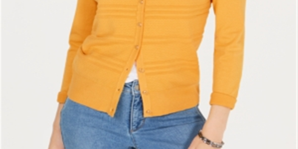 Charter Club Women's Textured Cardigan Yellow Size XX-Large