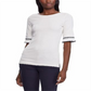 Ralph Lauren Women's Ruffled Short Sleeve Jewel Neck Top White Size Medium