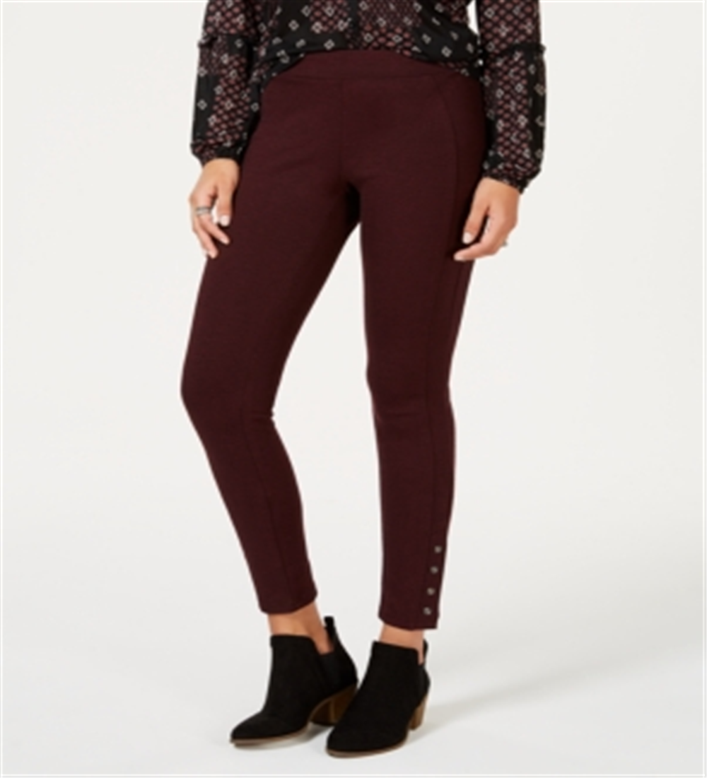 Style & Co Women's Snap-Hem Ponte-Knit Leggings  Red Size Large