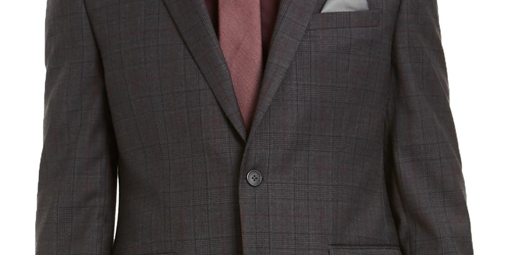 Bar III Men's Wool Blend Slim Fit Suit Jacket Gray Size 36