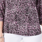 JM Collection Women's Printed 3/4 Sleeve Top Pink Animal Print  Size Petite S/M