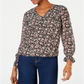 Maison Jules Women's Printed V Neck Blouse Black Size Medium