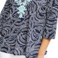 Charter Club Women's Embroidered Printed Split Neck Top Blue Size Small