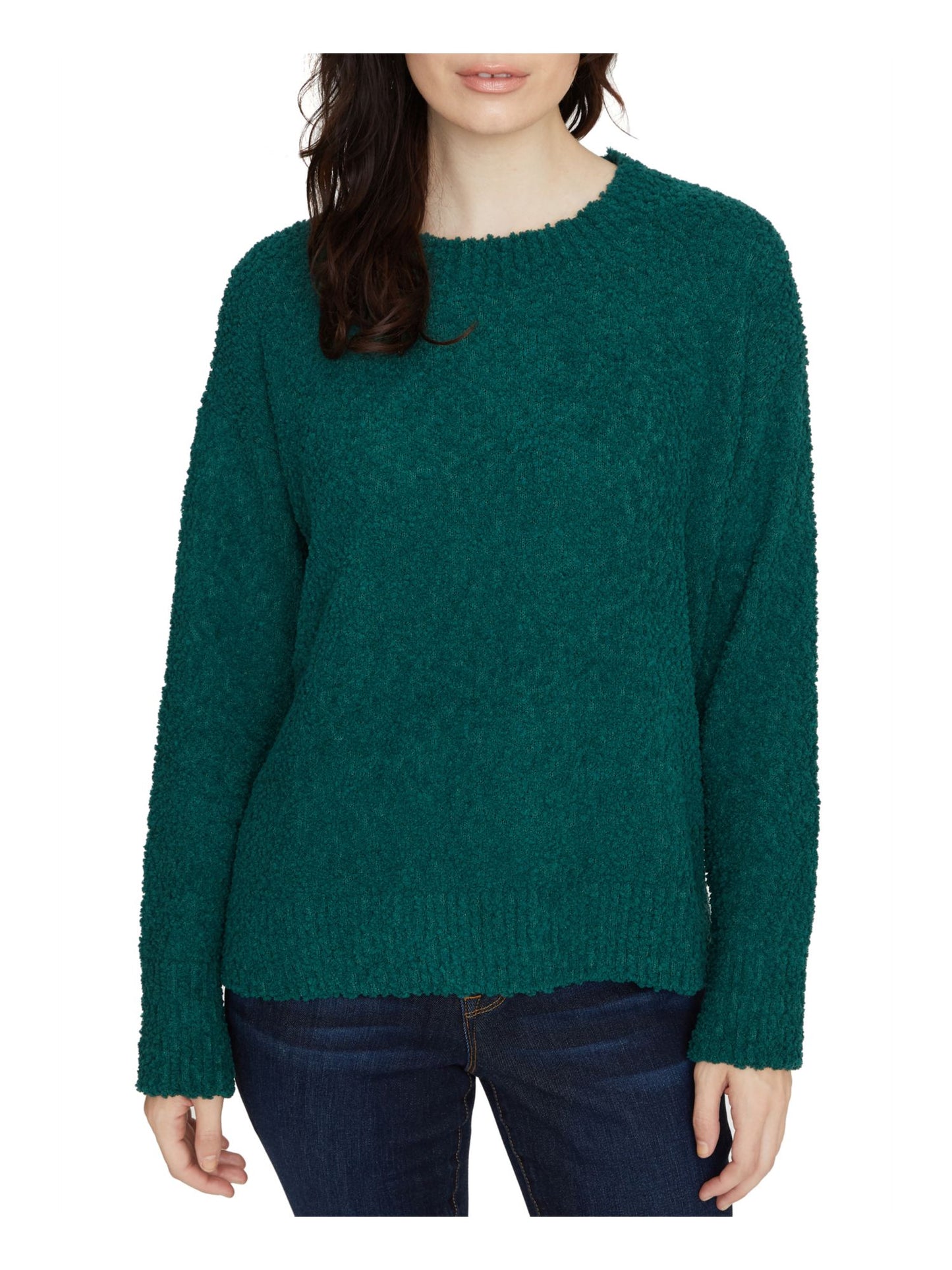 Sanctuary Women's Hi Low Long Sleeve Crewneck Sweater Green Size X-Small