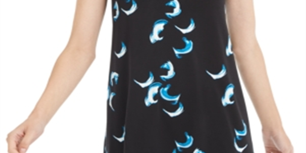 Alfani Women's Hardware Trim Top Blue-Black  Size Petite S