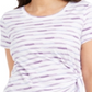 Style & Co Women's Printed Side Tie Top Purple Size X-Small