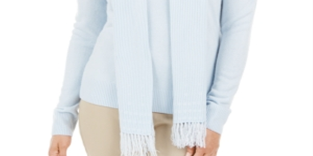 Karen Scott Women's Embellished Scarf Sweater Blue Size XX-Large