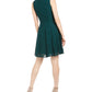 Vince Camuto Women's Lace Zippered Ruffled Sleeveless V Neck Short Party Fit Flare Dress Green Size 6