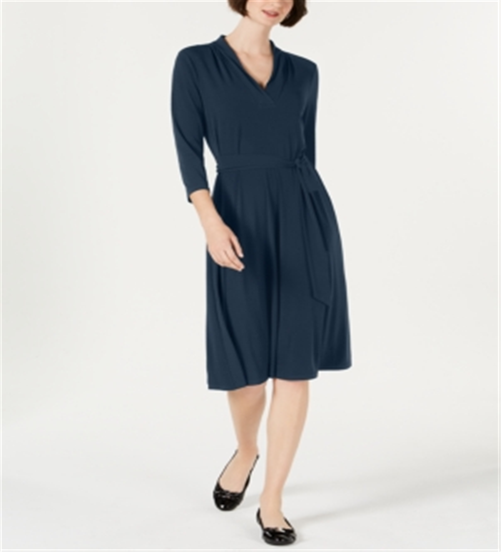 Charter Club Women's Solid MIDI Dress Blue Size Petite XL