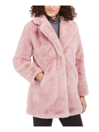 Apparis Women's Faux Fur Pocketed Lined Button Down Winter Jacket Coat Pink Size X-Large