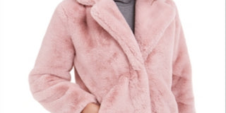 Apparis Women's Faux Fur Pocketed Lined Button Down Winter Jacket Coat Pink Size X-Large