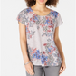 Style & Co Women's Printed Top Pink-Gray  Size Petite S/M