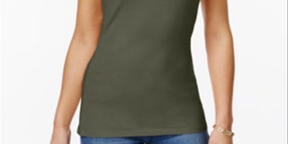 Planet Gold Junior's Adjustable Straps Aveto with Stretch Knit Camisole Green Size Small