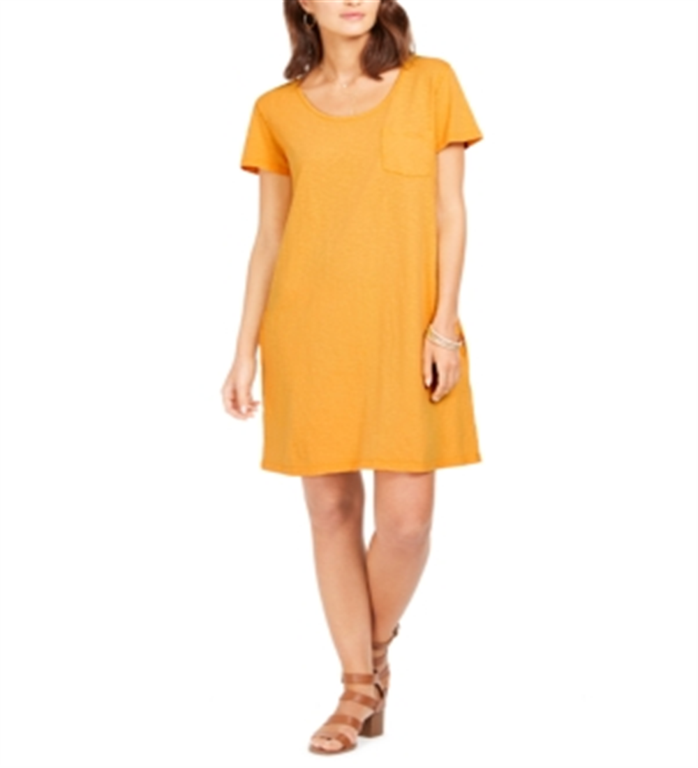 Style & Co Women's One Pocket T-Shirt Dress Yellow Size Small