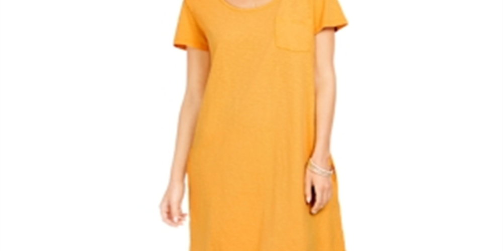 Style & Co Women's One Pocket T-Shirt Dress Yellow Size Small