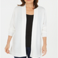 Karen Scott Women's Open Front Long Sleeve Cardigan White Size Large