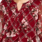 Charter Club Women's Printed Split Neck Top Red Size XX-Large