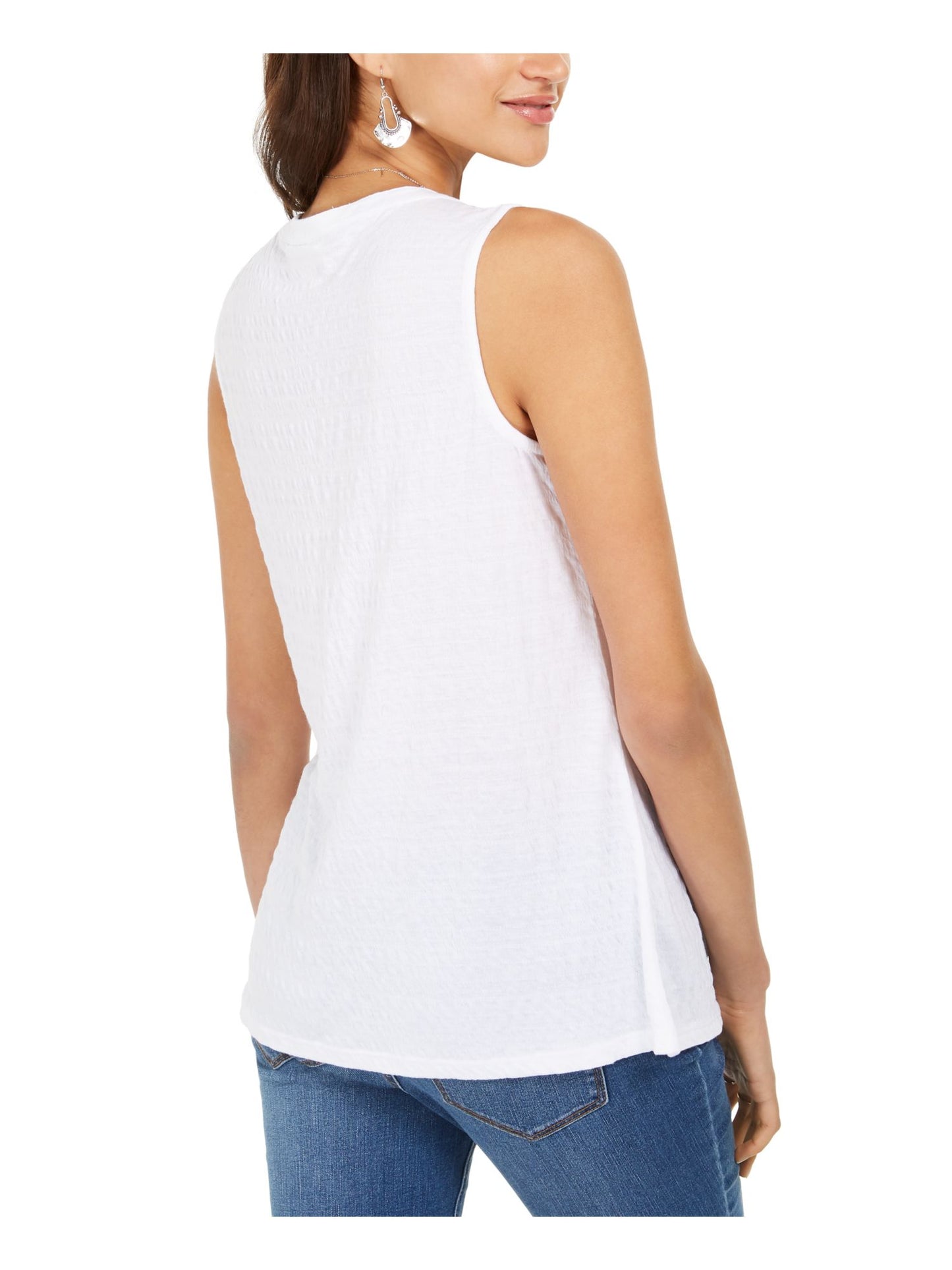 Style & Co Women's Button Down Tank Top White Size Small