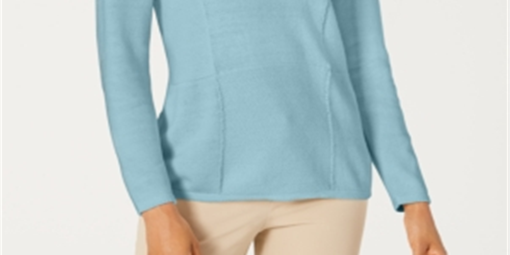 Karen Scott Women's Patchwork Stitch Pullover Sweater Blue Size Medium