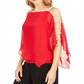 MSK Women's Embellished Cold Shoulder Top Red Size X-Large