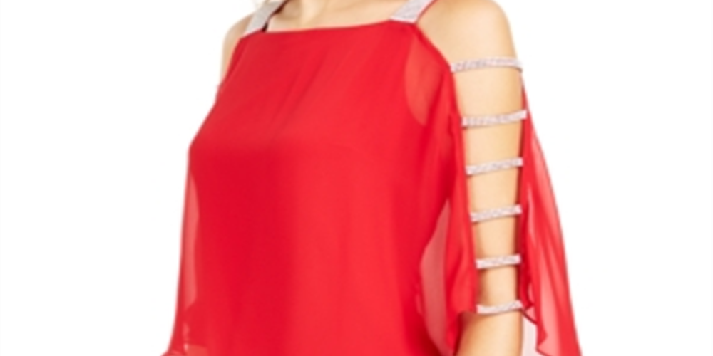 MSK Women's Embellished Cold Shoulder Top Red Size X-Large