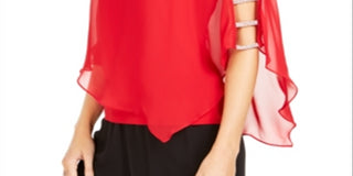 MSK Women's Embellished Cold Shoulder Top Red Size X-Large