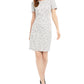 Calvin Klein Women's Short Sleeve Jewel Neck Above the Knee Sheath Wear to Work Dress White Size 14