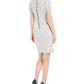 Calvin Klein Women's Short Sleeve Jewel Neck Above the Knee Sheath Wear to Work Dress White Size 14