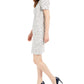 Calvin Klein Women's Short Sleeve Jewel Neck Above the Knee Sheath Wear to Work Dress White Size 14