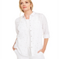 Charter Club Women's Foil Dot Linen Top White Size Medium