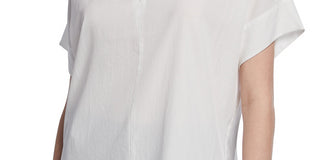 Eileen Fisher Women's Slit Neck Short Sleeve Boxy Sandwash Tunic White Size L