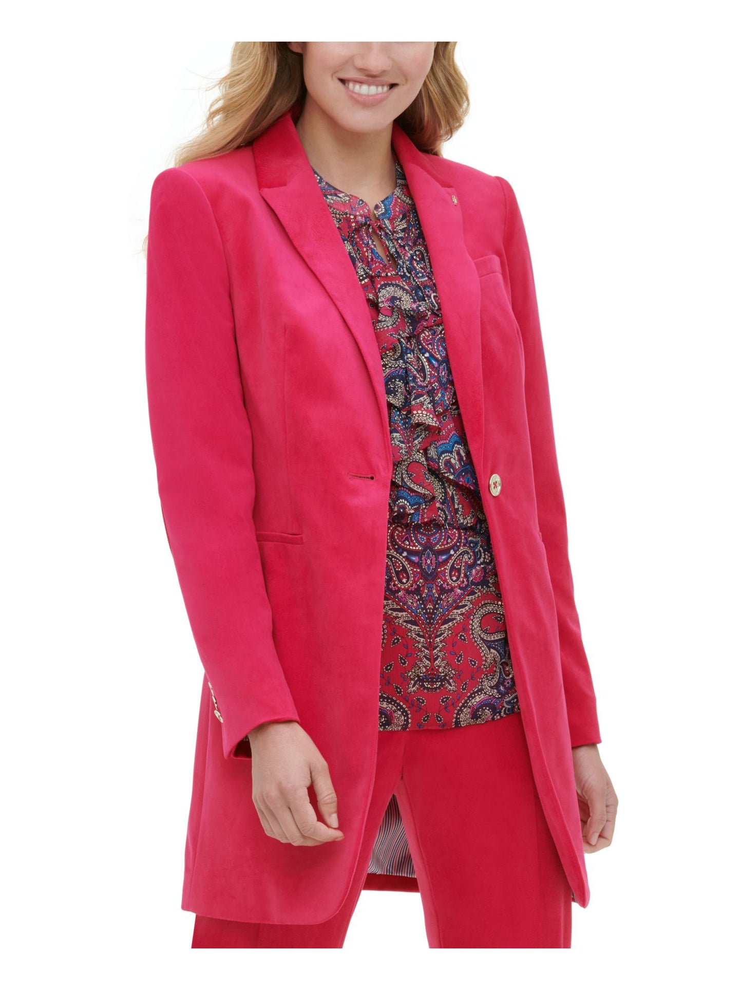 Tommy Hilfiger Women's Velvet Topper Jacket Blazer Red Size 4