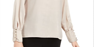 Calvin Klein Women's Button Cuff Top Gold  Size X-Large