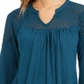 Style & Co Women's Lace Shoulder Top Dark Kale Size Petite S