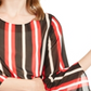 Alfani Women's Striped Angel Sleeve Bubble Top Black-Red  Size Petite S/M