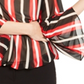 Alfani Women's Striped Angel Sleeve Bubble Top Black-Red  Size Petite S/M