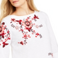 Charter Club Women's Embroidered Split Sleeve Top White Size XX-Large