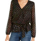 INC International Concepts Women's Wrap Top Blouse Black Size Petite Small