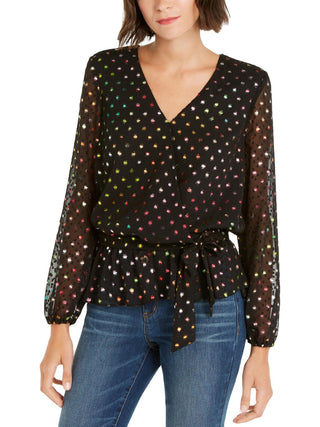 INC International Concepts Women's Wrap Top Blouse Black Size Petite Small