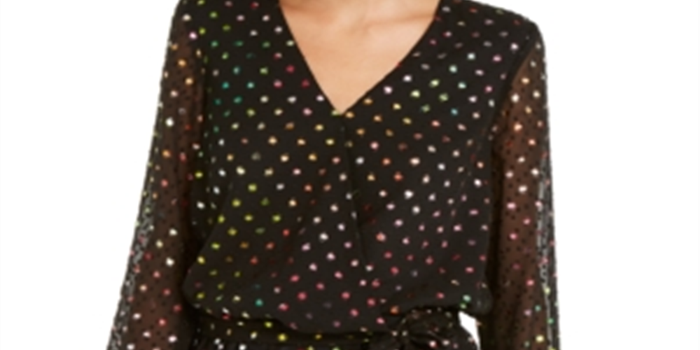 INC International Concepts Women's Wrap Top Blouse Black Size Petite Small