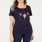 Karen Scott Women's Cotton Flag Print Top Blue Size Small