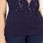 Karen Scott Women's Cotton Flag Print Top Blue Size Small