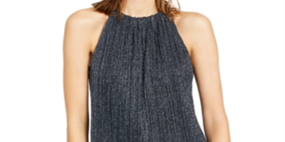 INC International Concepts Women's Shine Halter Top Blue metalic Size -Petite XL